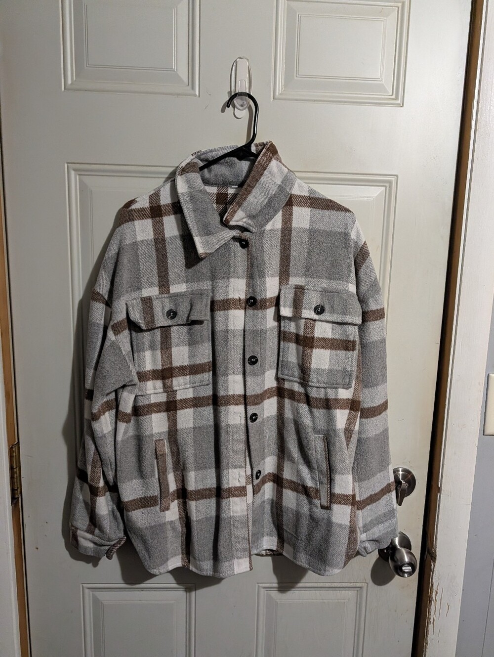 Women's Plaid Button Up  - Gray & Brown